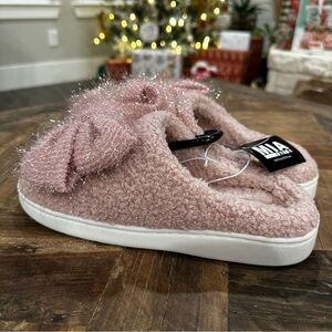 MIA Cozi Pink Tinsel 🎀 Bow Slippers Size 7